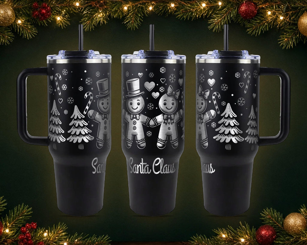 Gingerbread Couple Christmas Tumbler, Personalized