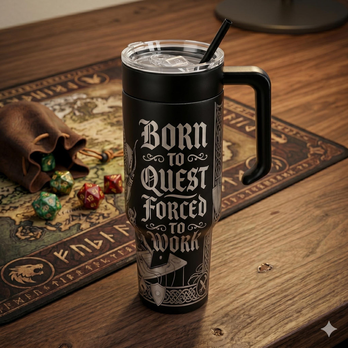 Born to Quest Forced to Work Gamer Tumbler