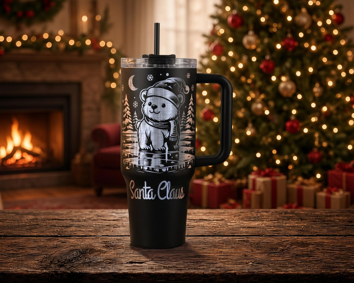 Polar Bear Christmas Tumbler, Personalized