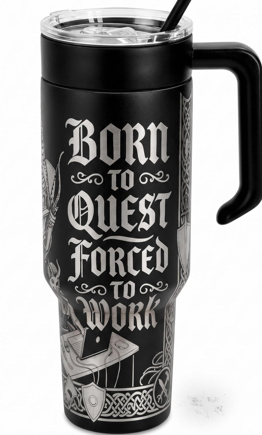 Born to Quest Forced to Work Gamer Tumbler