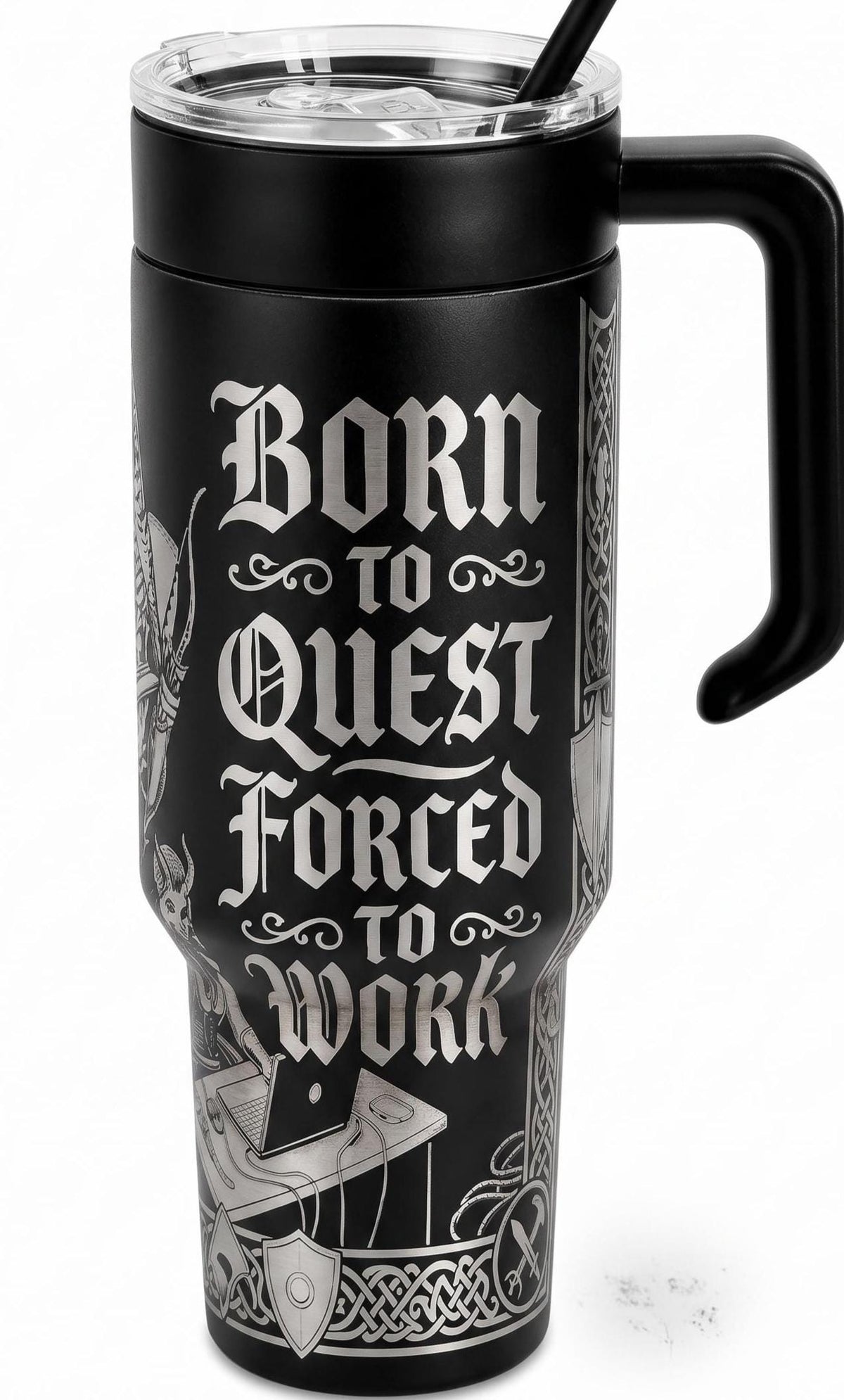 Born to Quest Forced to Work Gamer Tumbler