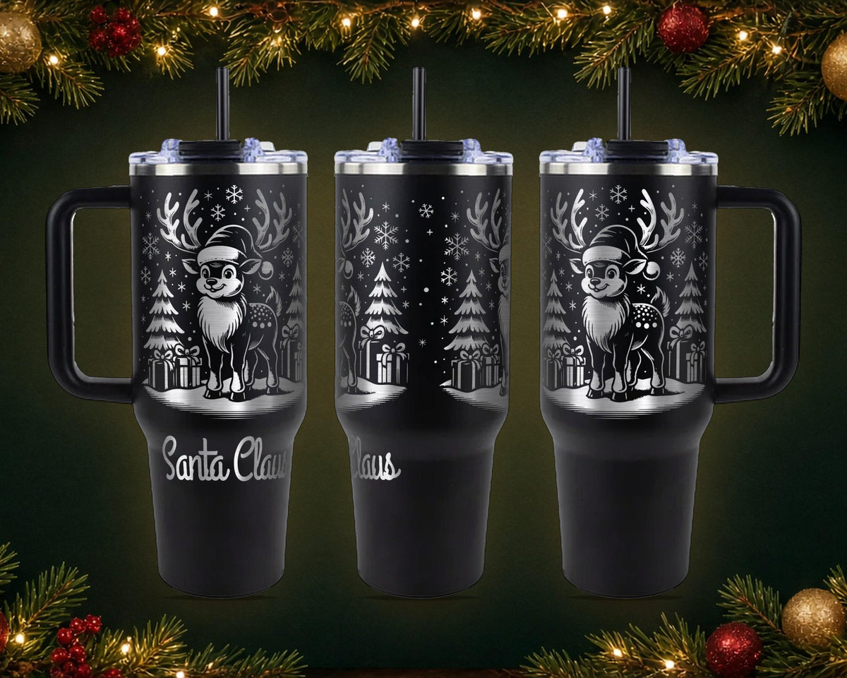 Reindeer Christmas Tumbler, Personalized