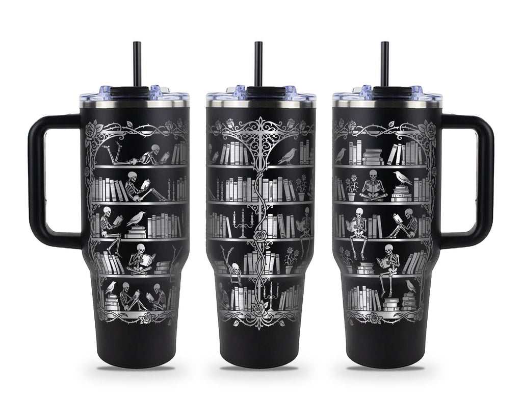 Skeleton Bookshelf Tumbler