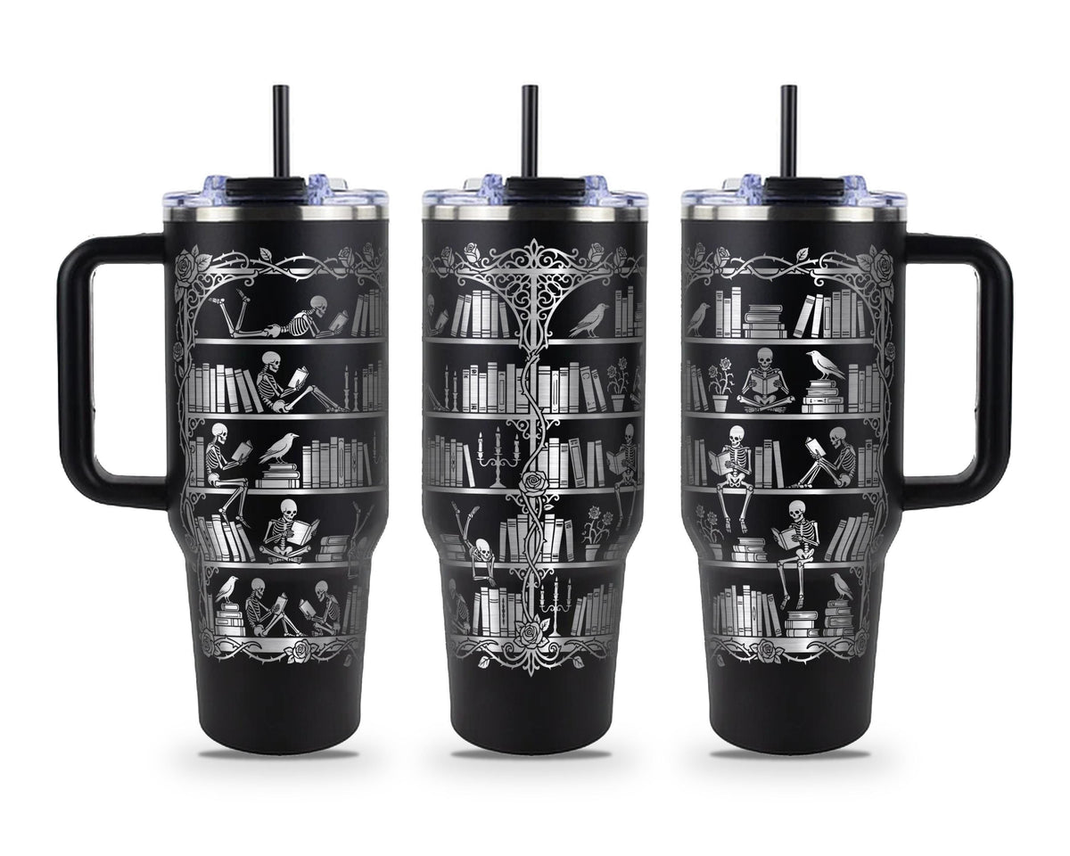 Skeleton Bookshelf Tumbler