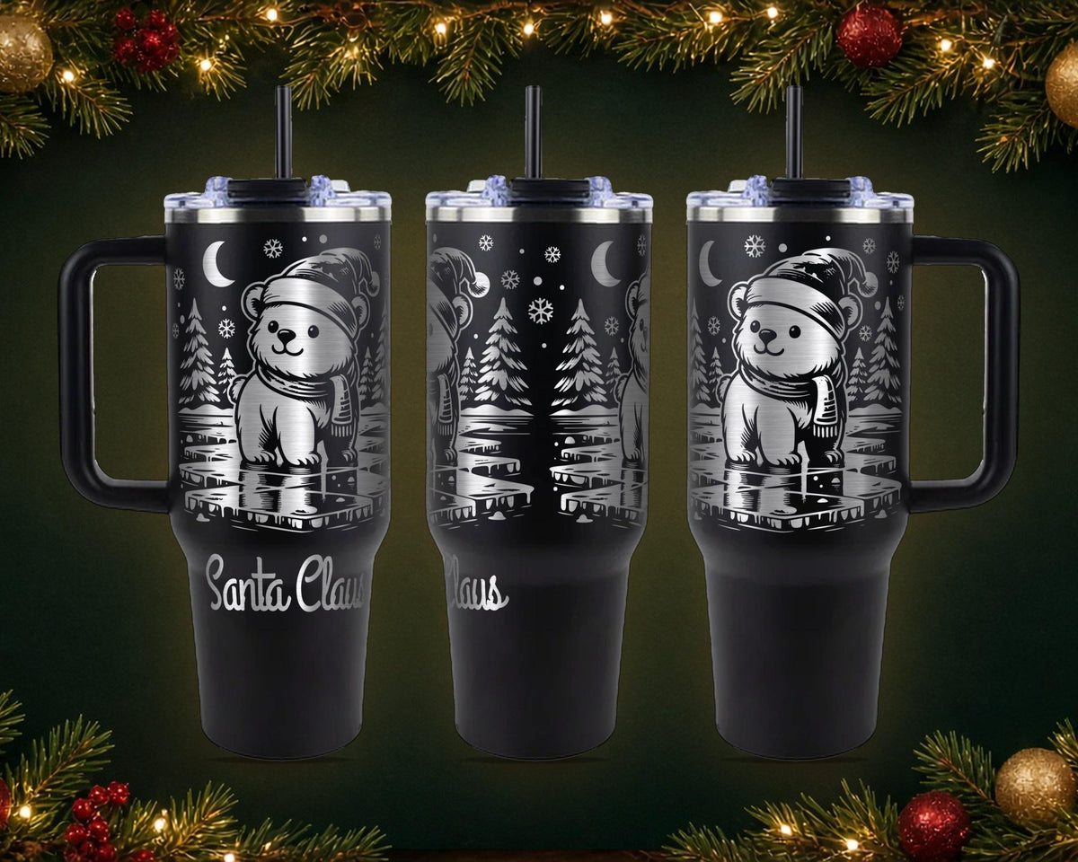 Polar Bear Christmas Tumbler, Personalized