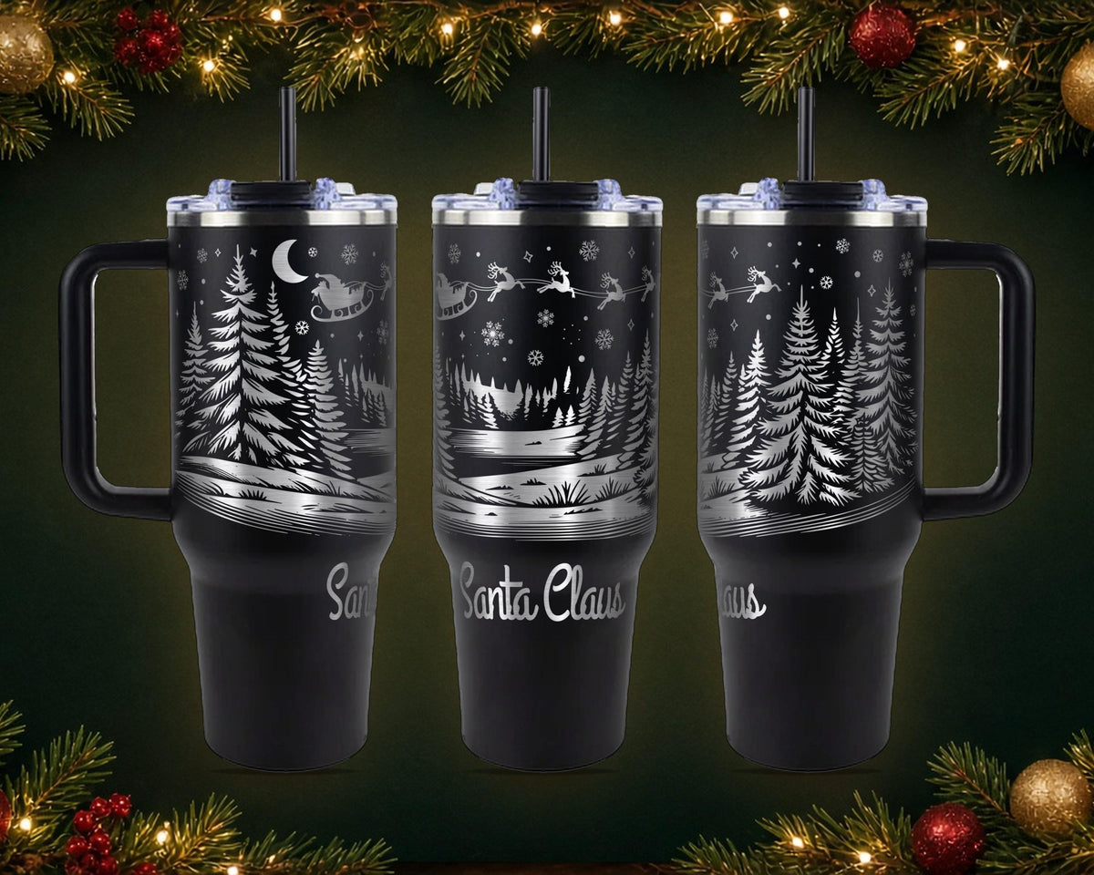 Santa Sleigh Christmas Tumbler, Personalized