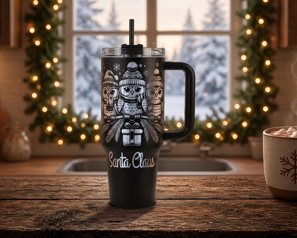 Christmas Owl Tumbler, Personalized