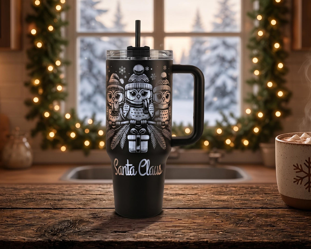 Christmas Owl Tumbler, Personalized