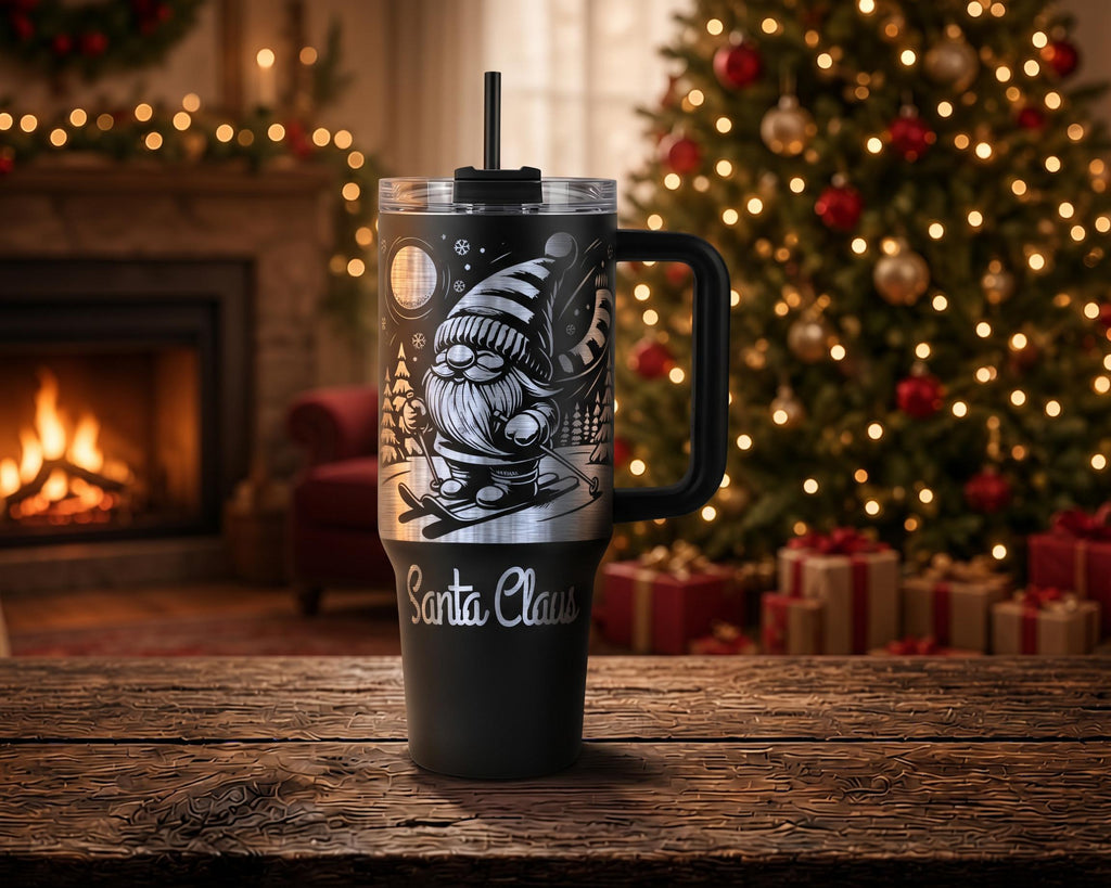 Skiing Gnome Christmas Tumbler, Personalized