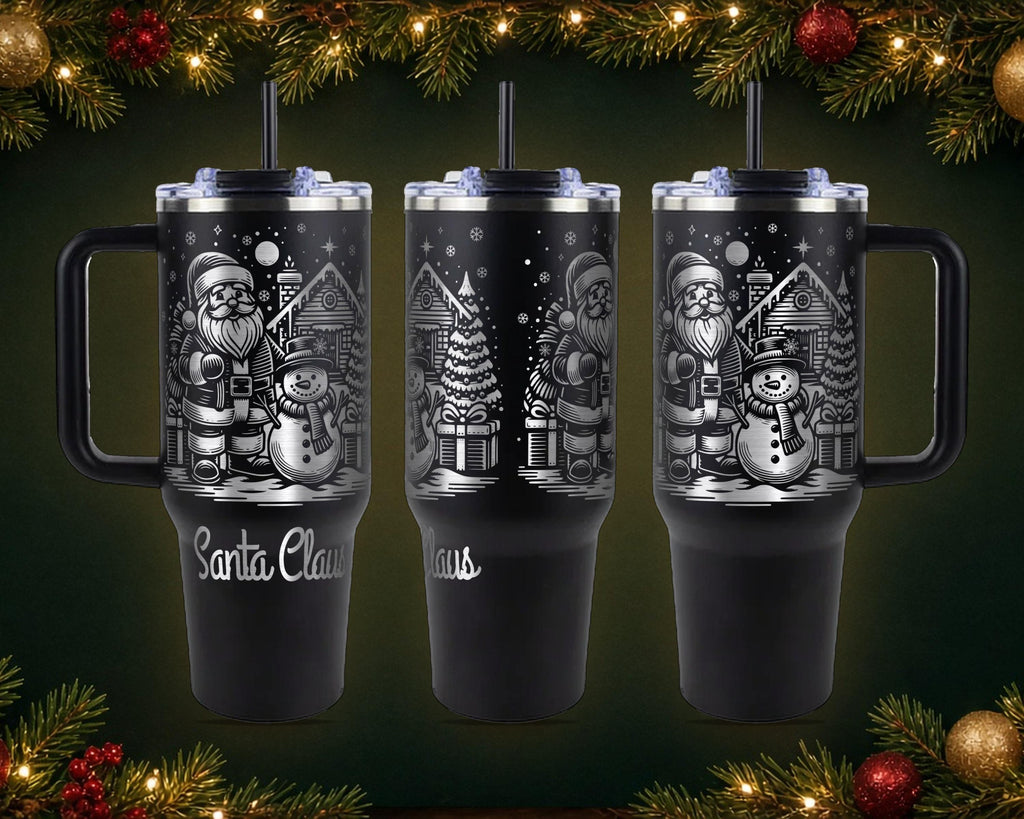 Santa and Snowman Christmas Tumbler, Personalized