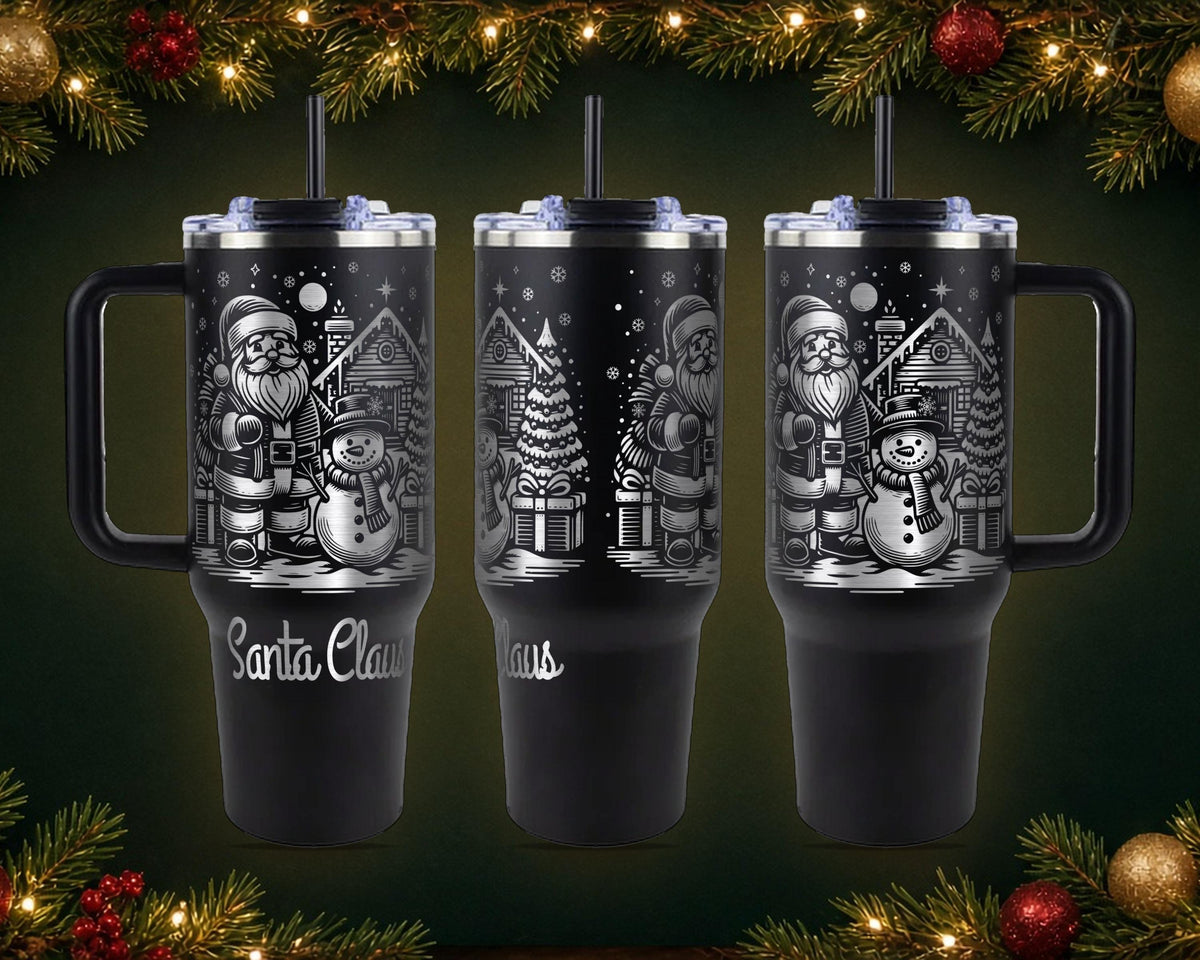 Santa and Snowman Christmas Tumbler, Personalized