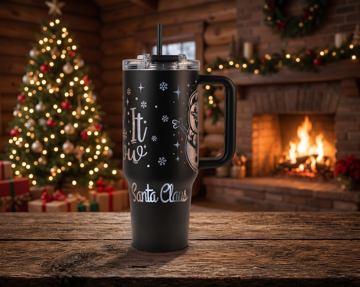 Let It Snow Snowman Christmas Tumbler, Personalized