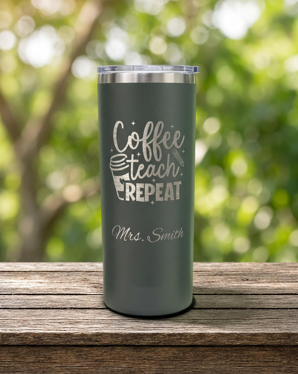 Coffee Teach Repeat Teacher Tumbler, Personalized
