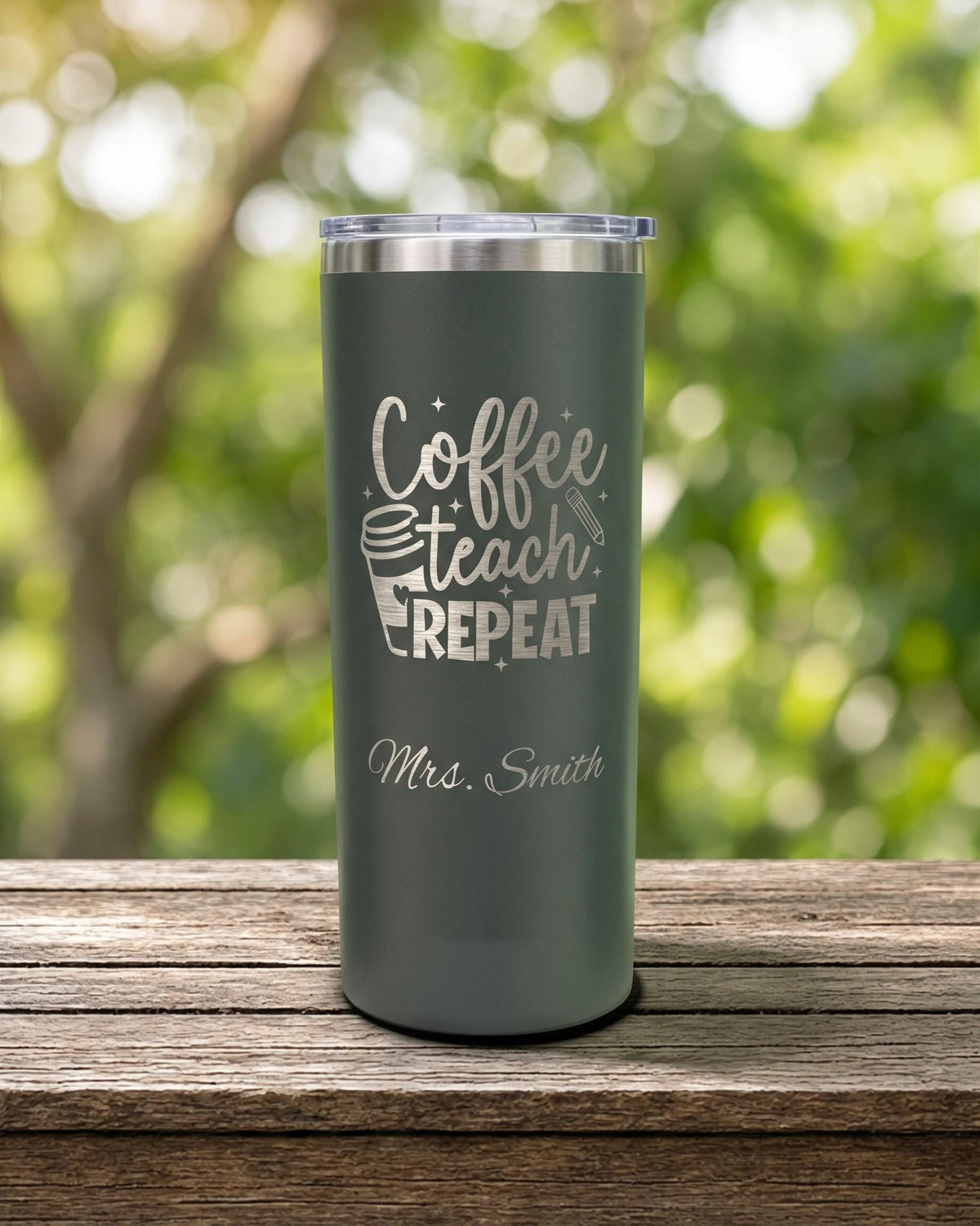 Coffee Teach Repeat Teacher Tumbler, Personalized