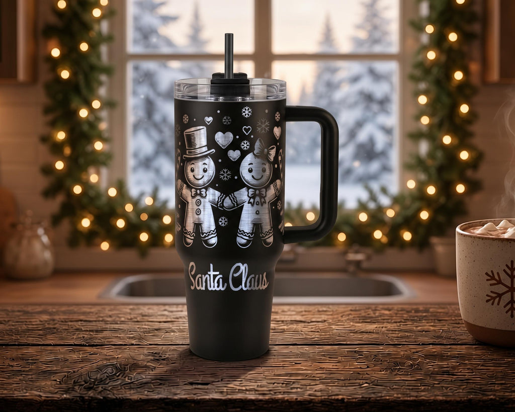 Gingerbread Couple Christmas Tumbler, Personalized