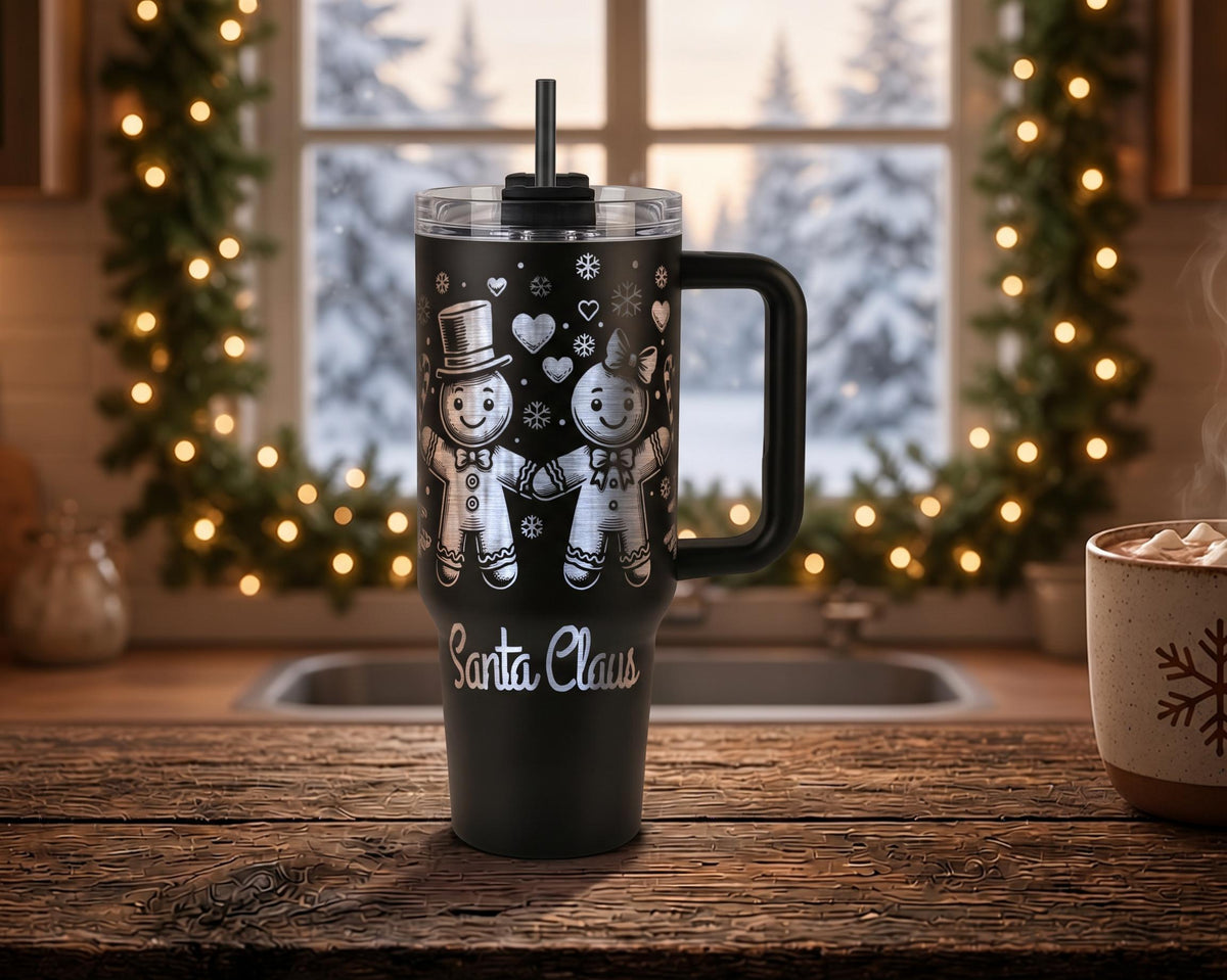 Gingerbread Couple Christmas Tumbler, Personalized
