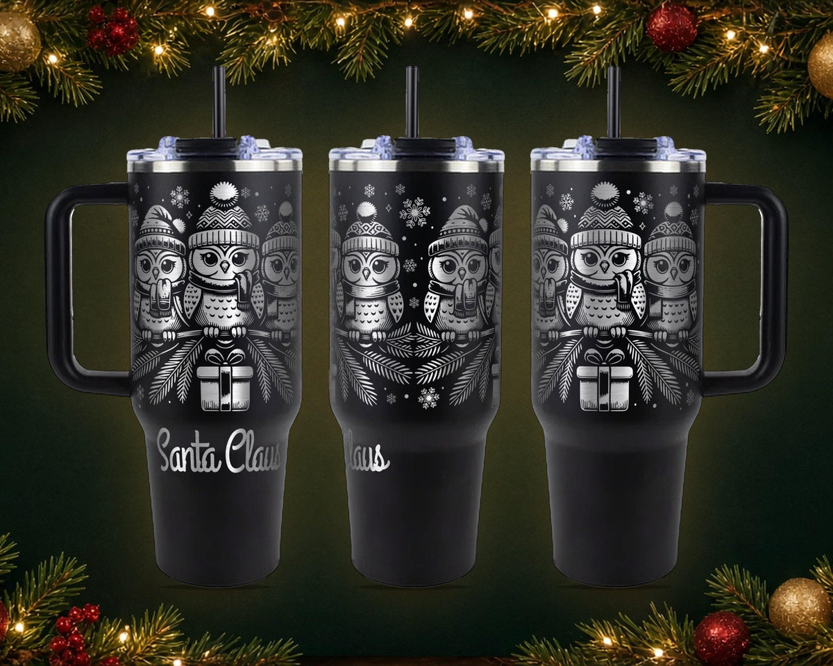 Christmas Owl Tumbler, Personalized