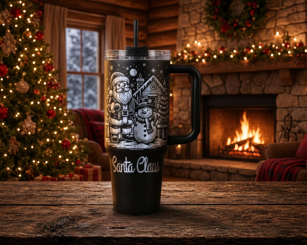 Santa and Snowman Christmas Tumbler, Personalized