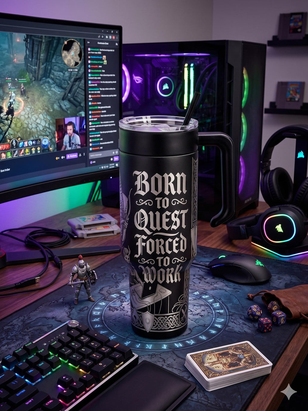Born to Quest Forced to Work Gamer Tumbler