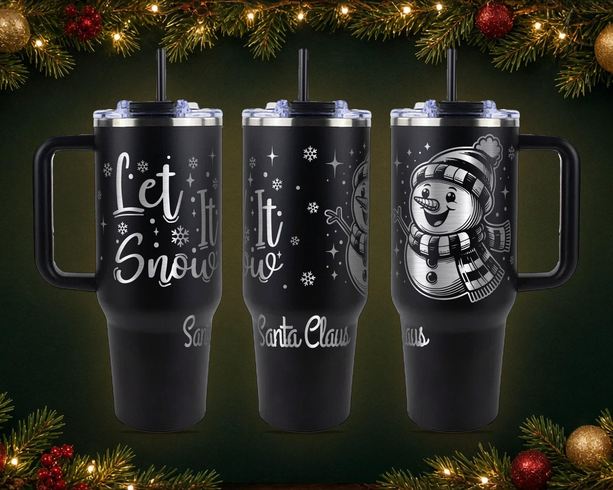 Let It Snow Snowman Christmas Tumbler, Personalized