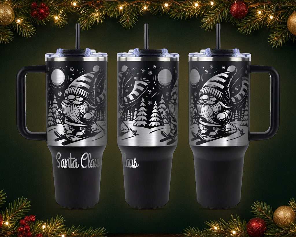 Skiing Gnome Christmas Tumbler, Personalized