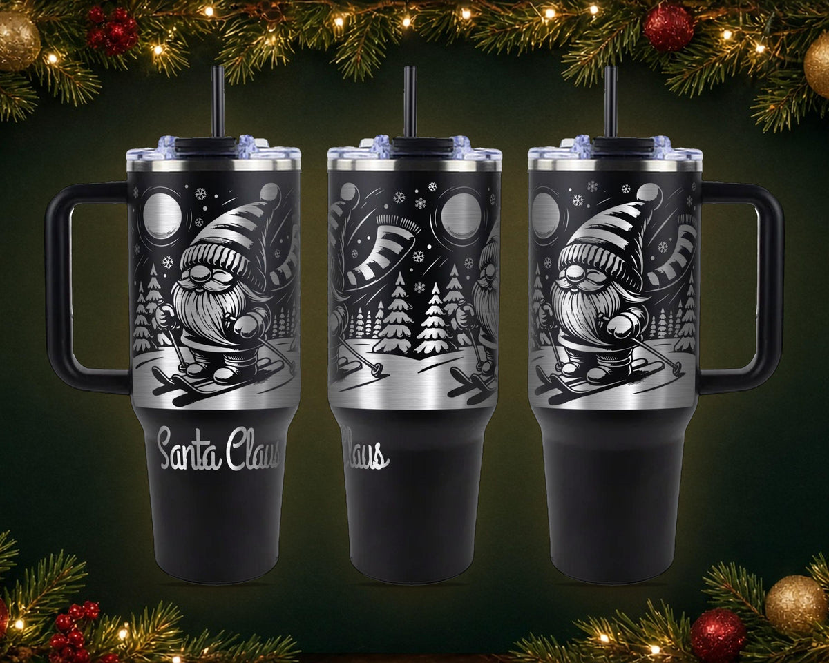 Skiing Gnome Christmas Tumbler, Personalized