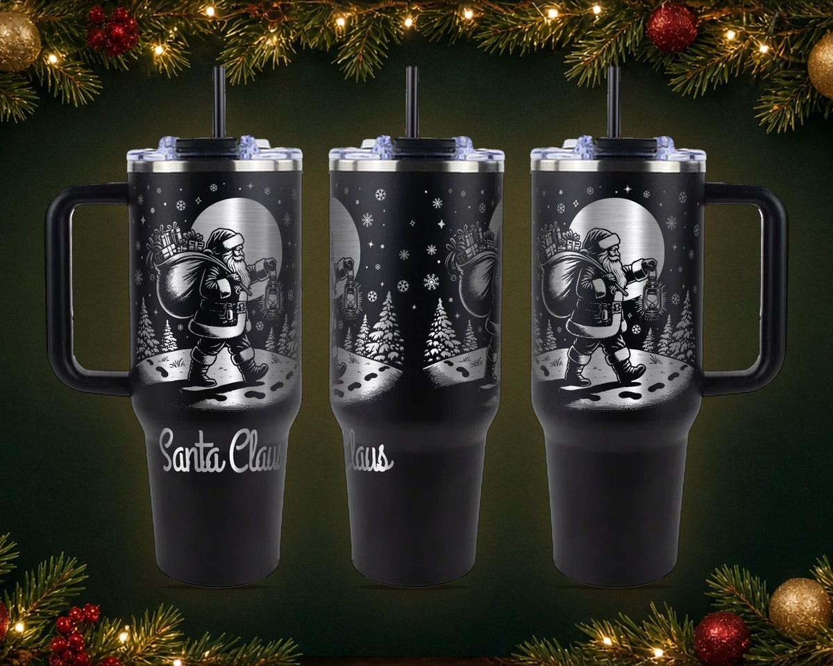 Santa Lantern Christmas Tumbler, Personalized