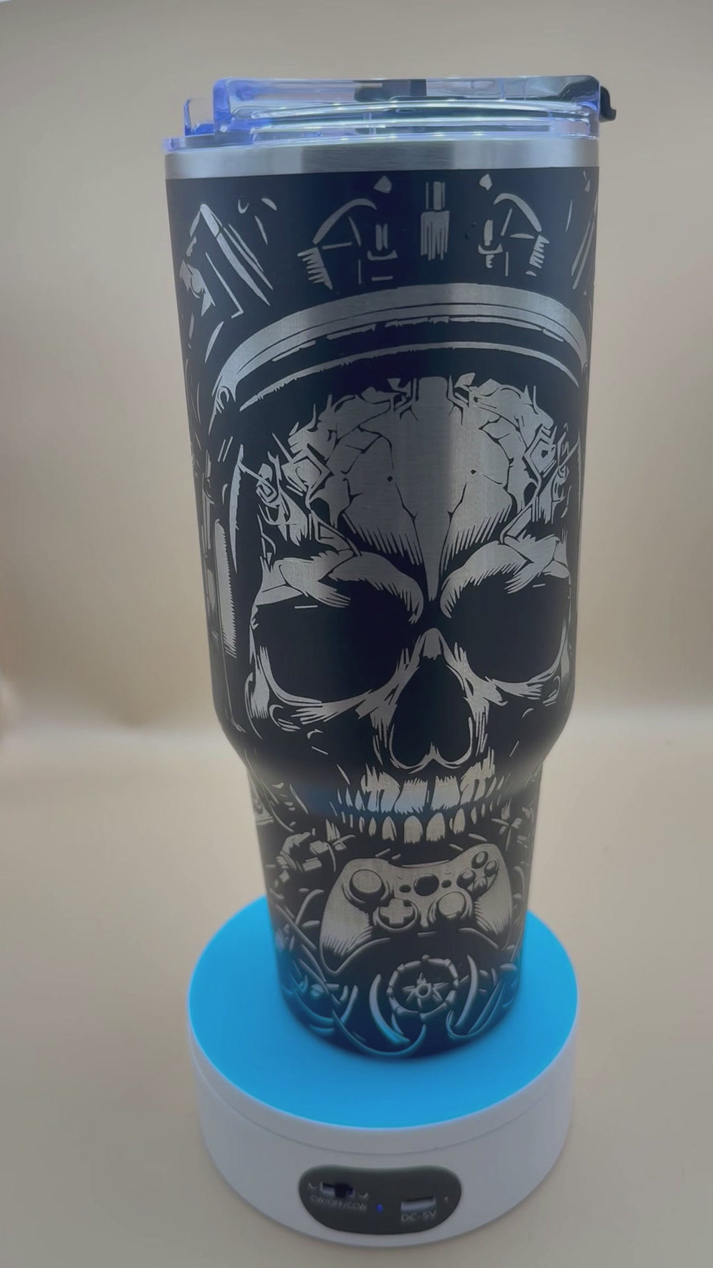 Gamer Skull engraved tumbler video