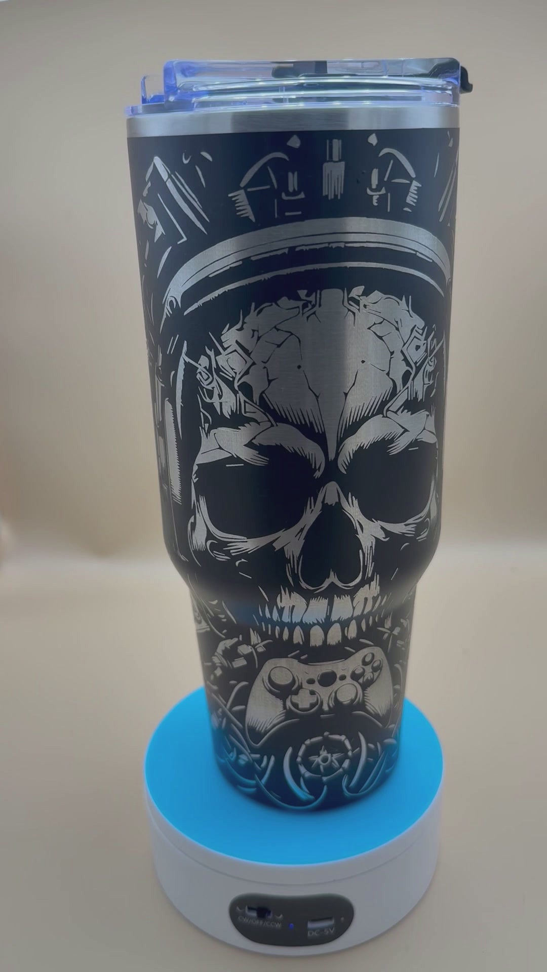 Gamer Skull engraved tumbler video