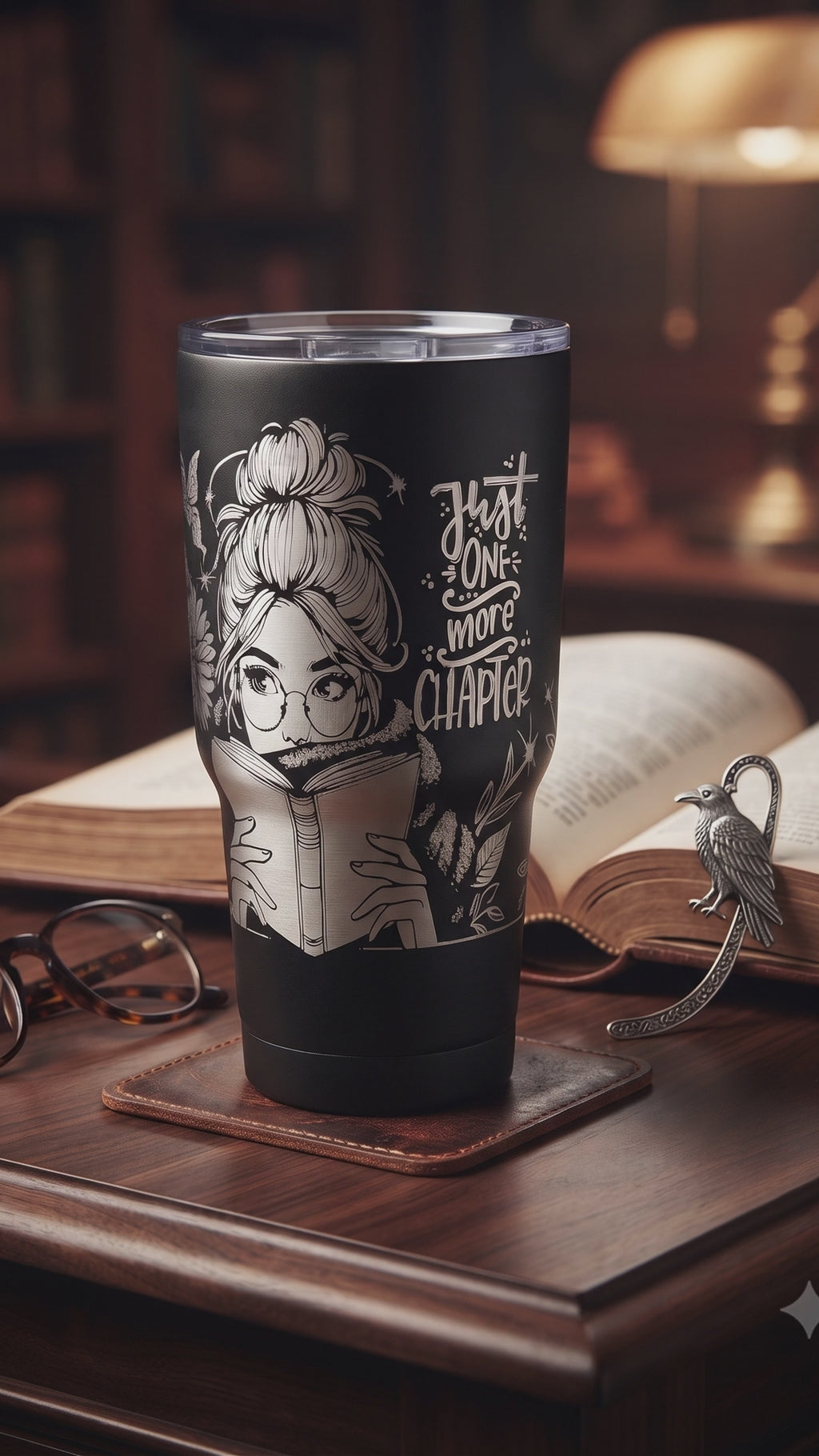 Just One More Chapter engraved tumbler video