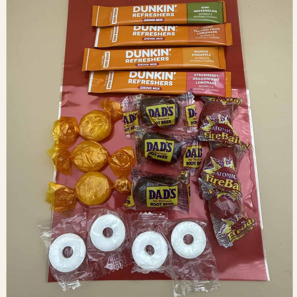 Optional add-on, +$5: Dad Treats gift bag contents (not included unless you tick the box)